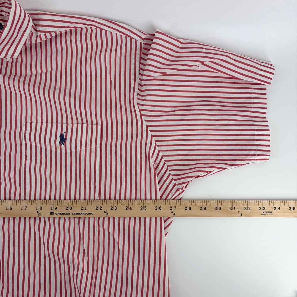 Ralph Lauren Golf Shirt Mens XL Tilden Vtg Striped Short Sleeve Button Down Pony - Picture 6 of 7